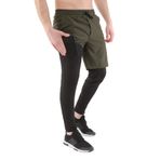 Ghassy Co. Erkek Running mpression Hızlı Kuruma Micropoly Halısaha Antrenman Gym Fitness Koşu Uzun Taytlı Şort Haki XXL
