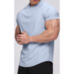 Ghassy Co. Erkek Running Sports Reglan Oval Kesim Penye T-Shirt - Açık Grı