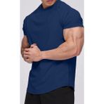 Ghassy Co. Erkek Running Sports Reglan Oval Kesim Penye T-Shirt - Lacivert - 2XL