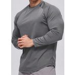 Ghassy Co. Erkek Running Sports Reglan Oval Kesim Uzun Kollu Pamuklu Penye T-shirt FÜME M