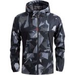 Ghassy Co. Erkek Su ve Rüzgar Geçirmez Göğüs Fermuar Gizli Cep Spor Yağmurluk - 2XL - Füme