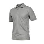 Ghassy Co. Erkek Taktik Polo Yaka Gömlek Hızlı Kuruma Nem Emici Performans Pique Jersey Golf T-shirt AÇIK GRİ M