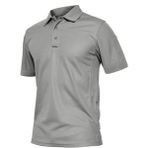 Ghassy Co. Erkek Taktik Polo Yaka Gömlek Hızlı Kuruma Nem Emici Performans Pique Jersey Golf T-Shirt - Açık Gri