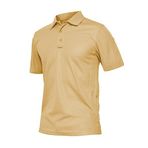 Ghassy Co. Erkek Taktik Polo Yaka Gömlek Hızlı Kuruma Nem Emici Performans Pique Jersey Golf T-shirt BEJ L, G Design By mpany