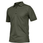 Ghassy Co. Erkek Taktik Polo Yaka Gömlek Hızlı Kuruma Nem Emici Performans Pique Jersey Golf T-Shirt - Haki