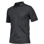 Ghassy Co. Erkek Taktik Polo Yaka Gömlek Hızlı Kuruma Nem Emici Performans Pique Jersey Golf T-Shirt - Koyu Gri