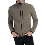 Ghassy Co. Erkek Tam Fermuarlı Polar Ceket - AÇIK HAKİ XXL