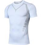 Ghassy Co. Erkek Ultra Esnek Koşu Egzersiz Hızlı Kuruma Nefes Alabilen Kısa Kollu Spor T-Shirt - M - Beyaz