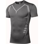 Ghassy Co. Erkek Ultra Esnek Koşu Egzersiz Hızlı Kuruma Nefes Alabilen Kısa Kollu Spor T-Shirt - XL - Füme