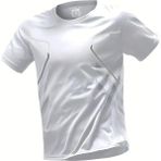 Ghassy Co. Erkek Ultra Esnek Nem Emici Vücut Geometrik Hızlı Kuruyan Hafif Spor T-Shirt - 2XL - Beyaz