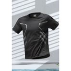 Ghassy Co. Erkek Ultra Esnek Nem Emici Vücut Geometrik Hızlı Kuruyan Hafif Spor T-Shirt - 2XL - Siyah