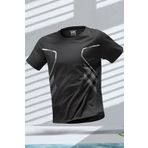 Ghassy Co. Erkek Ultra Esnek Nem Emici Vücut Geometrik Hızlı Kuruyan Hafif Spor T-shirt SİYAH XL