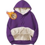 Ghassy Co. Erkek Ultra Termal Kapüşonlu Sherpa Astarlı Kanguru Cepli Sweatshirt MOR XL