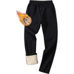 Ghassy Co. Erkek Ultra Termal Kışlık Sherpa Astarlı Aktif Koşu Normal Paça Jogger Eşofman Altı - Siyah
