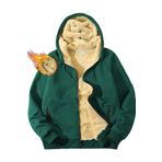 Ghassy Co. Erkek Ultra Termal Sherpa Astarlı Kapüşonlu Fermuarlı Cepli Kışlık Sweatshirt - Yeşil - XL