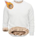 Ghassy Co. Erkek Ultra Termal Sherpa Peluş Astarlı Bisiklet Yaka Sweatshirt - Beyaz