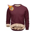 Ghassy Co. Erkek Ultra Termal Sherpa Peluş Astarlı Bisiklet Yaka Sweatshirt - Bordo - XL