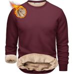 Ghassy Co. Erkek Ultra Termal Sherpa Peluş Astarlı Bisiklet Yaka Sweatshirt - Bordo - XXL