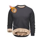 Ghassy Co. Erkek Ultra Termal Sherpa Peluş Astarlı Bisiklet Yaka Sweatshirt - Füme - L
