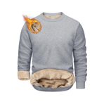 Ghassy Co. Erkek Ultra Termal Sherpa Peluş Astarlı Bisiklet Yaka Sweatshirt - Gri Melanj - L