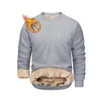 Ghassy Co. Erkek Ultra Termal Sherpa Peluş Astarlı Bisiklet Yaka Sweatshirt - Gri Melanj - S