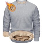 Ghassy Co. Erkek Ultra Termal Sherpa Peluş Astarlı Bisiklet Yaka Sweatshirt - Gri Melanj - XL