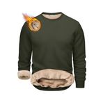 Ghassy Co. Erkek Ultra Termal Sherpa Peluş Astarlı Bisiklet Yaka Sweatshirt - Haki - XL