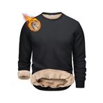 Ghassy Co. Erkek Ultra Termal Sherpa Peluş Astarlı Bisiklet Yaka Sweatshirt - Siyah - M