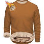 Ghassy Co. Erkek Ultra Termal Sherpa Peluş Astarlı Bisiklet Yaka Sweatshirt - Taba - 2XL
