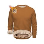 Ghassy Co. Erkek Ultra Termal Sherpa Peluş Astarlı Bisiklet Yaka Sweatshirt TARÇIN L