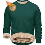 Ghassy Co. Erkek Ultra Termal Sherpa Peluş Astarlı Bisiklet Yaka Sweatshirt - Yeşil - 2XL