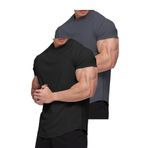 GHASSY CO. Ghassy Co. Erkek 2'li Paket Pamuklu Reglan Oval Kesim Penye T-shirt