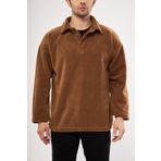 GHASSY CO. Ghassy Co. Erkek Oversize Ayarlanabilir Bel Lastikli Gömlek Yaka Polar Sweatshirt