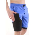 Ghassy Co. Ghassy Co Erkek Running Hızlı Kuruma Micropolyester Arka Fermuar Cepli ve Havlu Halkalı Antrenman Futbol Fitness Kısa Taytlı Şort - Açık Mavi