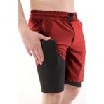Ghassy Co. Ghassy Co Erkek Running Hızlı Kuruma Micropolyester Arka Fermuar Cepli ve Havlu Halkalı Antrenman Futbol Fitness Kısa Taytlı Şort - Bordo