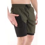 Ghassy Co. Ghassy Co Erkek Running Hızlı Kuruma Micropolyester Arka Fermuar Cepli ve Havlu Halkalı Antrenman Futbol Fitness Kısa Taytlı Şort - Haki - 2XL