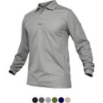 Ghassy Co. Jersey Açık Gri Golf Polo Gömlek Pike Performans Taktik Askeri Uzun Kollu Erkek T-shirt