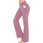 Ghassy Co. Kadın Bootcut Yüksek Bel Yoga Egzersiz 4 Cepli Karın Kontrolü Ispanyol Paça Tayt - Pembe