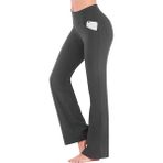 Ghassy Co. Kadın Bootcut Yüksek Bel Yoga Egzersiz 4 Cepli Karın Kontrolü Ispanyol Paça Tayt - XS - Füme