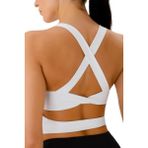 Ghassy Co. Kadın Çarpraz Sırt Detaylı Kaplı Yoga Egzersiz Fitness Spor Sütyeni CRS001 - Beyaz
