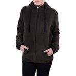 GHASSY CO. Kadın Haki Kapşonlu Fermuarlı Polar Sweatshirt