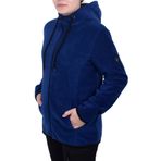 GHASSY CO. Kadın Mavi Kapüşonlu Fermuarlı Polar Sweatshirt