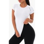 Ghassy Co. Kadın Nefes Alabilir Yüksek Esnek Kısa Kollu, Yoga Fitness ve Koşu Için Motivasyonel Tasarım Tişört - 2XL - Beyaz