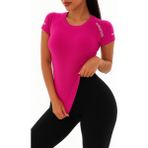 Ghassy Co. Kadın Nefes Alabilir Yüksek Esnek Kısa Kollu, Yoga Fitness ve Koşu Için Motivasyonel Tasarım Tişört - Fuşya