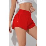 Ghassy Co Kırmızı Kadın 2 in 1 Running Sports Athletic Gym Telefon Cepli Kısa Taytlı Şort