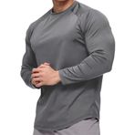 Ghassy Co. Running Füme Sports Reglan Oval Kesim Uzun Kollu Pamuklu Penye Erkek T-shirt