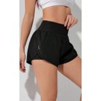 Ghassy Co Siyah Kadın 2 in 1 Running Sports Athletic Gym Telefon Cepli Kısa Taytlı Şort