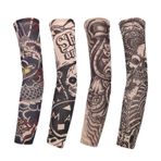 GHEART 4 set dövme kolları, dövme kolları, streç naylon gerçekçi geçici sahte dövme kolları, erkekler ve kadınlar için kollar, spor koruması, güneş koruma havalandırması