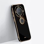 GHKJOK EasyLifeGo Honor X9a 5G / Honor Magic5 Lite 5G Kılıf, Yumuşak TPU Darbeye Dayanıklı 360 Derece Halka Tutucu Kickstand İnce Kaplama Telefon Kılıfı Kapağı_Siyah