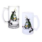Ghostbastır Design Alkolik Kedi Bira Bardağı 500 cc Cam Buzlu veya Buzsuz Seçenekleriyle 1110